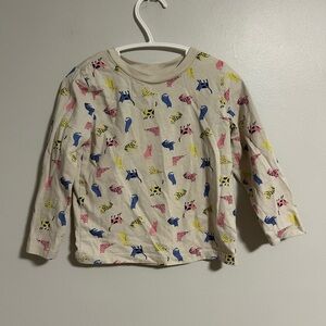 Joe Fresh 3t off white Long Sleeve Shirt with Colourful cat Print